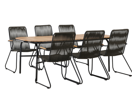 Venture Home Holmbeck & Bois Matgrupp Utomhus Med 6st Matstolar Natur