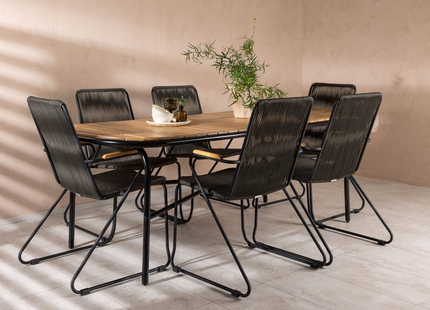 Venture Home Holmbeck & Bois Matgrupp Utomhus Med 6st Matstolar Natur