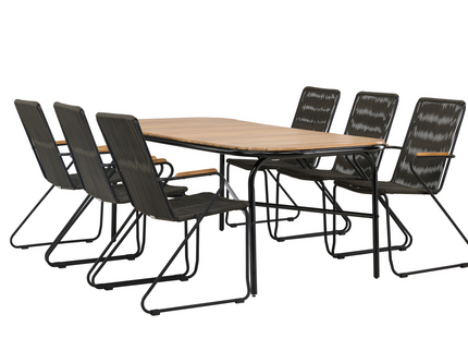 Venture Home Holmbeck & Bois Matgrupp Utomhus Med 6st Matstolar Natur