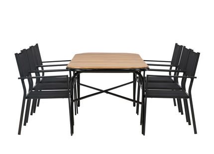 Venture Home Copacabana & Holmbeck Matgrupp Utomhus Med 6st Matstolar Svart/Natur