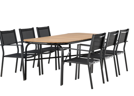 Venture Home Copacabana & Holmbeck Matgrupp Utomhus Med 6st Matstolar Svart/Natur