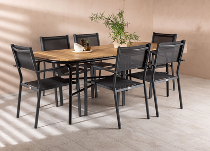 Venture Home Copacabana & Holmbeck Matgrupp Utomhus Med 6st Matstolar Svart/Natur