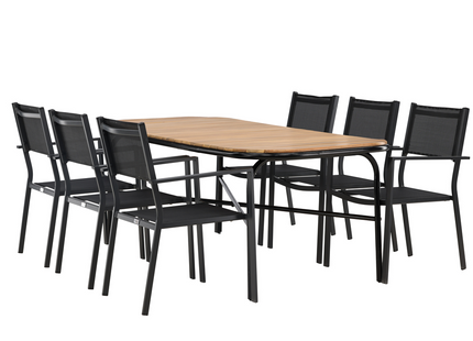 Venture Home Copacabana & Holmbeck Matgrupp Utomhus Med 6st Matstolar Svart/Natur