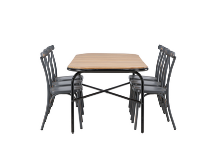 Venture Home Holmbeck & Tablas Matgrupp Utomhus Med 6st Matstolar Svart/Mörkgrå