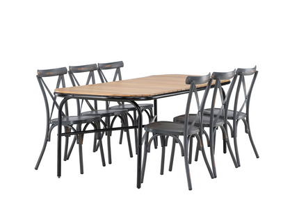 Venture Home Holmbeck & Tablas Matgrupp Utomhus Med 6st Matstolar Svart/Mörkgrå