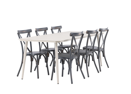Venture Home Lina & Tablas Matgrupp Utomhus Med 6st Matstolar Beige/Mörkgrå