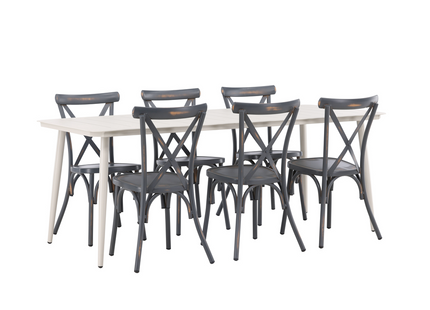 Venture Home Lina & Tablas Matgrupp Utomhus Med 6st Matstolar Beige/Mörkgrå