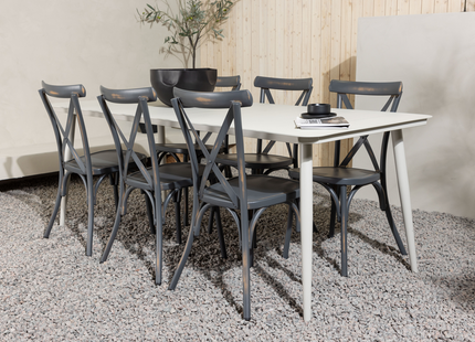 Venture Home Lina & Tablas Matgrupp Utomhus Med 6st Matstolar Beige/Mörkgrå