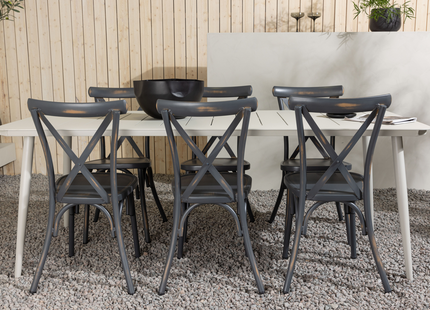 Venture Home Lina & Tablas Matgrupp Utomhus Med 6st Matstolar Beige/Mörkgrå