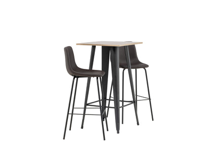 Venture Home Tempe & Alexi Barbord 60 x 60 Valnöt + Barstolar 2-pack Brun