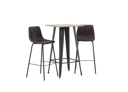 Venture Home Tempe & Alexi Barbord 60 x 60 Valnöt + Barstolar 2-pack Brun