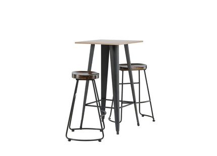 Venture Home Tempe & Ozark Barbord 60 x 60 Valnöt + Barstolar 2-pack Svart