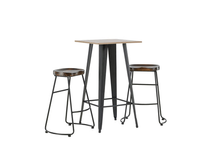 Venture Home Tempe & Ozark Barbord 60 x 60 Valnöt + Barstolar 2-pack Svart