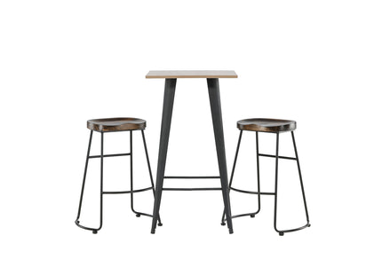 Venture Home Tempe & Ozark Barbord 60 x 60 Valnöt + Barstolar 2-pack Svart