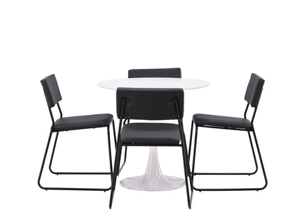 Venture Home Kenth & Hamden Matstolar 2-pack Svart + Runda Matbord ⌀80 Vit