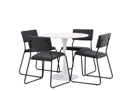 Venture Home Kenth & Hamden Matstolar 2-pack Svart + Runda Matbord ⌀80 Vit