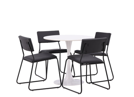 Venture Home Kenth & Hamden Matstolar 2-pack Svart + Runda Matbord ⌀80 Vit