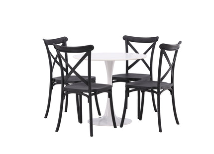 Venture Home Crosett & Hamden Matstolar 2-pack Svart + Runda Matbord ⌀80 Vit