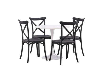 Venture Home Crosett & Hamden Matstolar 2-pack Svart + Runda Matbord ⌀80 Vit