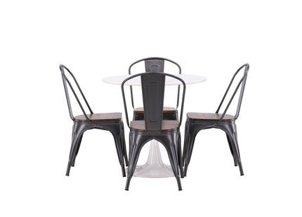 Venture Home Tempe & Hamden Matstolar 2-pack Valnöt + Runda Matbord ⌀80 Vit