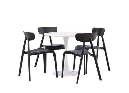 Venture Home Ursholmen & Hamden Matstolar 2-pack Svart + Runda Matbord ⌀80 Vit