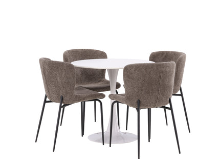 Venture Home Modesto & Hamden Matstolar 2-pack Brun + Runda Matbord ⌀80 Vit