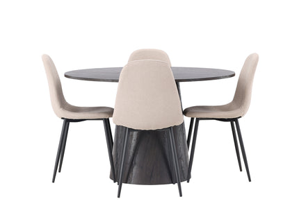 Venture Home Lanzo & Polar Runda Matbord ⌀120 Mocca + Matstolar 2-pack Beige
