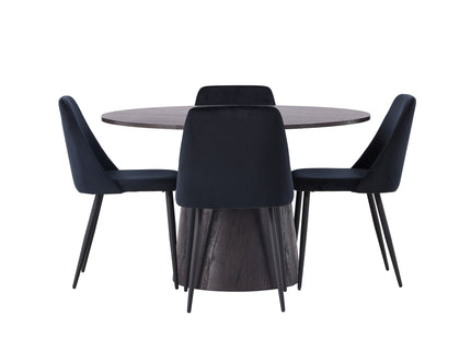 Venture Home Lanzo & Night Runda Matbord ⌀120 Mocca + Matstolar 2-pack Svart