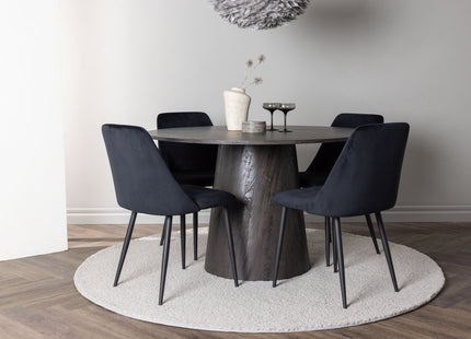 Venture Home Lanzo & Night Runda Matbord ⌀120 Mocca + Matstolar 2-pack Svart