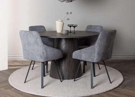 Venture Home Rosie & Lanzo Matstolar 2-pack Grå + Runda Matbord ⌀120 Mocca