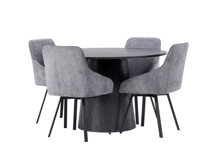 Venture Home Rosie & Lanzo Matstolar 2-pack Grå + Runda Matbord ⌀120 Mocca