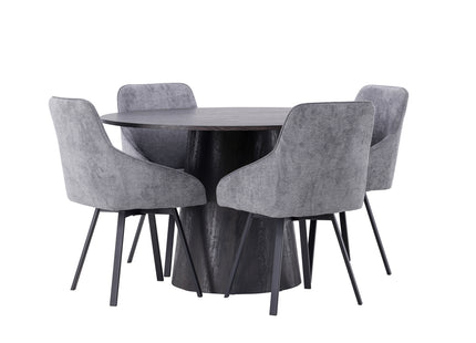 Venture Home Rosie & Lanzo Matstolar 2-pack Grå + Runda Matbord ⌀120 Mocca