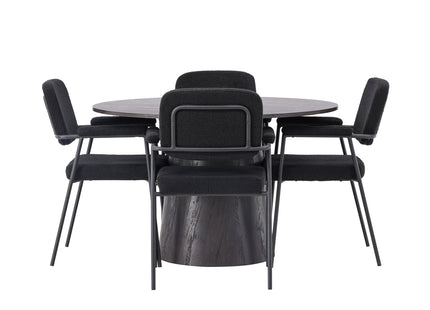 Venture Home Yesterday & Lanzo Matstolar 2-pack Svart + Runda Matbord ⌀120 Mocca