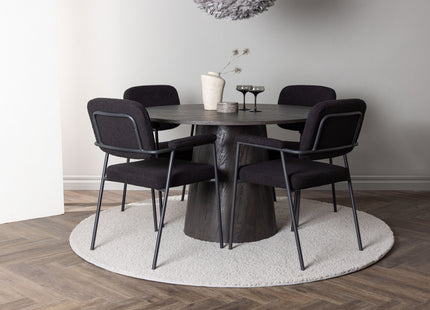 Venture Home Yesterday & Lanzo Matstolar 2-pack Svart + Runda Matbord ⌀120 Mocca