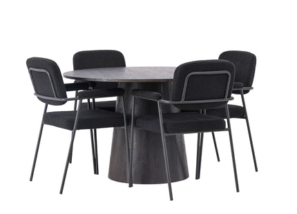 Venture Home Yesterday & Lanzo Matstolar 2-pack Svart + Runda Matbord ⌀120 Mocca
