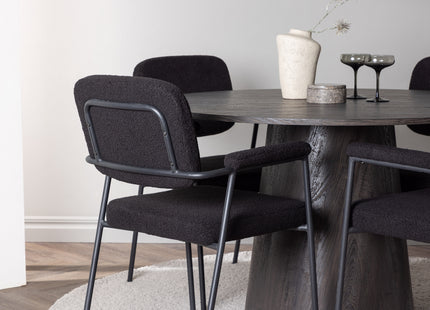 Venture Home Yesterday & Lanzo Matstolar 2-pack Svart + Runda Matbord ⌀120 Mocca