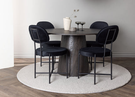 Venture Home Stella & Lanzo Matstolar 2-pack Svart + Runda Matbord ⌀120 Mocca