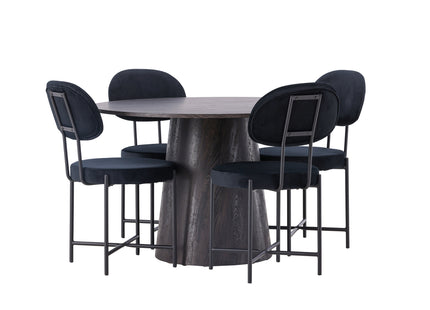 Venture Home Stella & Lanzo Matstolar 2-pack Svart + Runda Matbord ⌀120 Mocca