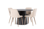 Venture Home Lanzo & Night Runda Matbord ⌀120 Mocca + Matstolar 2-pack Beige