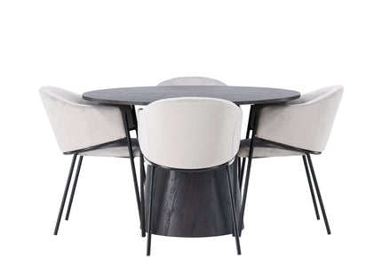 Venture Home Lanzo & Evelina Runda Matbord ⌀120 Mocca + Matstolar 2-pack Grå
