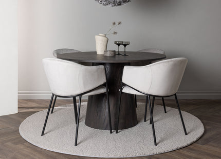 Venture Home Lanzo & Evelina Runda Matbord ⌀120 Mocca + Matstolar 2-pack Grå