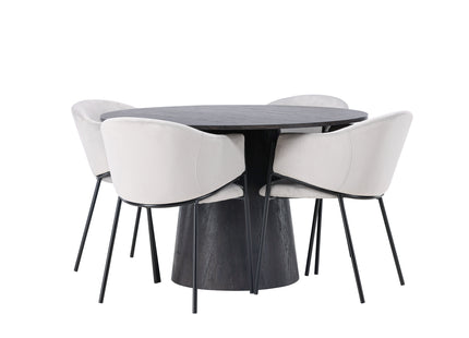 Venture Home Lanzo & Evelina Runda Matbord ⌀120 Mocca + Matstolar 2-pack Grå