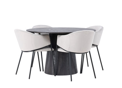 Venture Home Lanzo & Evelina Runda Matbord ⌀120 Mocca + Matstolar 2-pack Grå
