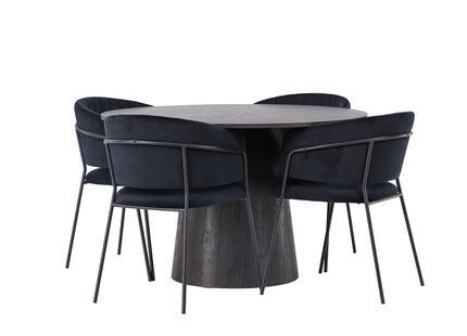 Venture Home Selma & Lanzo Matstolar 2-pack Svart + Runda Matbord ⌀120 Mocca