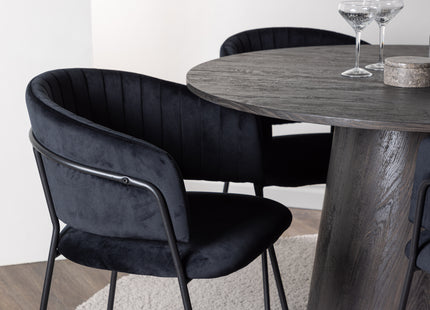 Venture Home Selma & Lanzo Matstolar 2-pack Svart + Runda Matbord ⌀120 Mocca