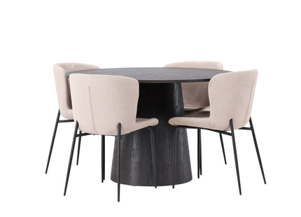 Venture Home Modesto & Lanzo Matstolar 2-pack Beige + Runda Matbord ⌀120 Mocca