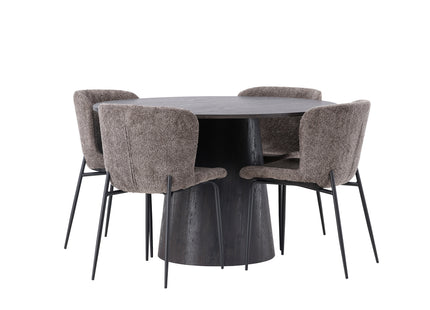 Venture Home Modesto & Lanzo Matstolar 2-pack Brun + Runda Matbord ⌀120 Mocca