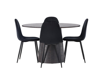 Venture Home Polar & Lanzo Matstolar 2-pack Svart + Runda Matbord ⌀120 Mocca