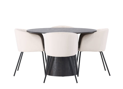 Venture Home Berit & Lanzo Matstolar Beige + Runda Matbord ⌀120 Mocca
