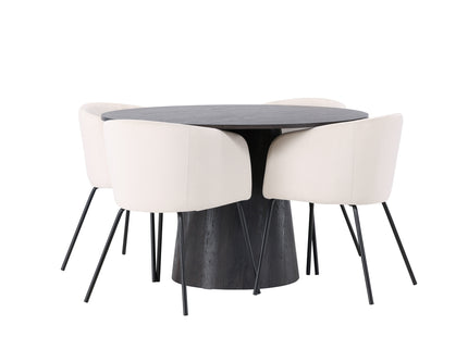Venture Home Berit & Lanzo Matstolar Beige + Runda Matbord ⌀120 Mocca